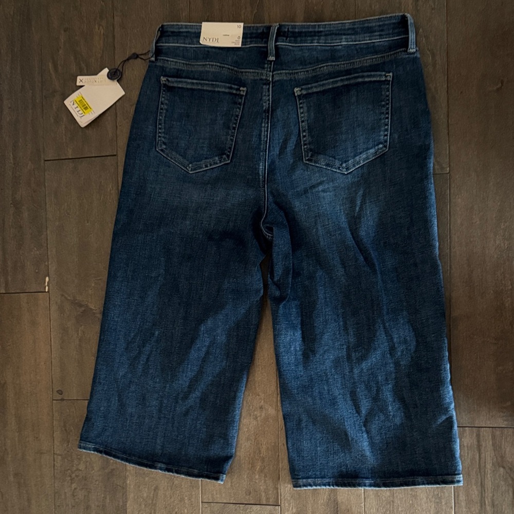 NYDJ Wide Leg Cropped Denim Capris Size 10 NWT - Picture 7 of 9